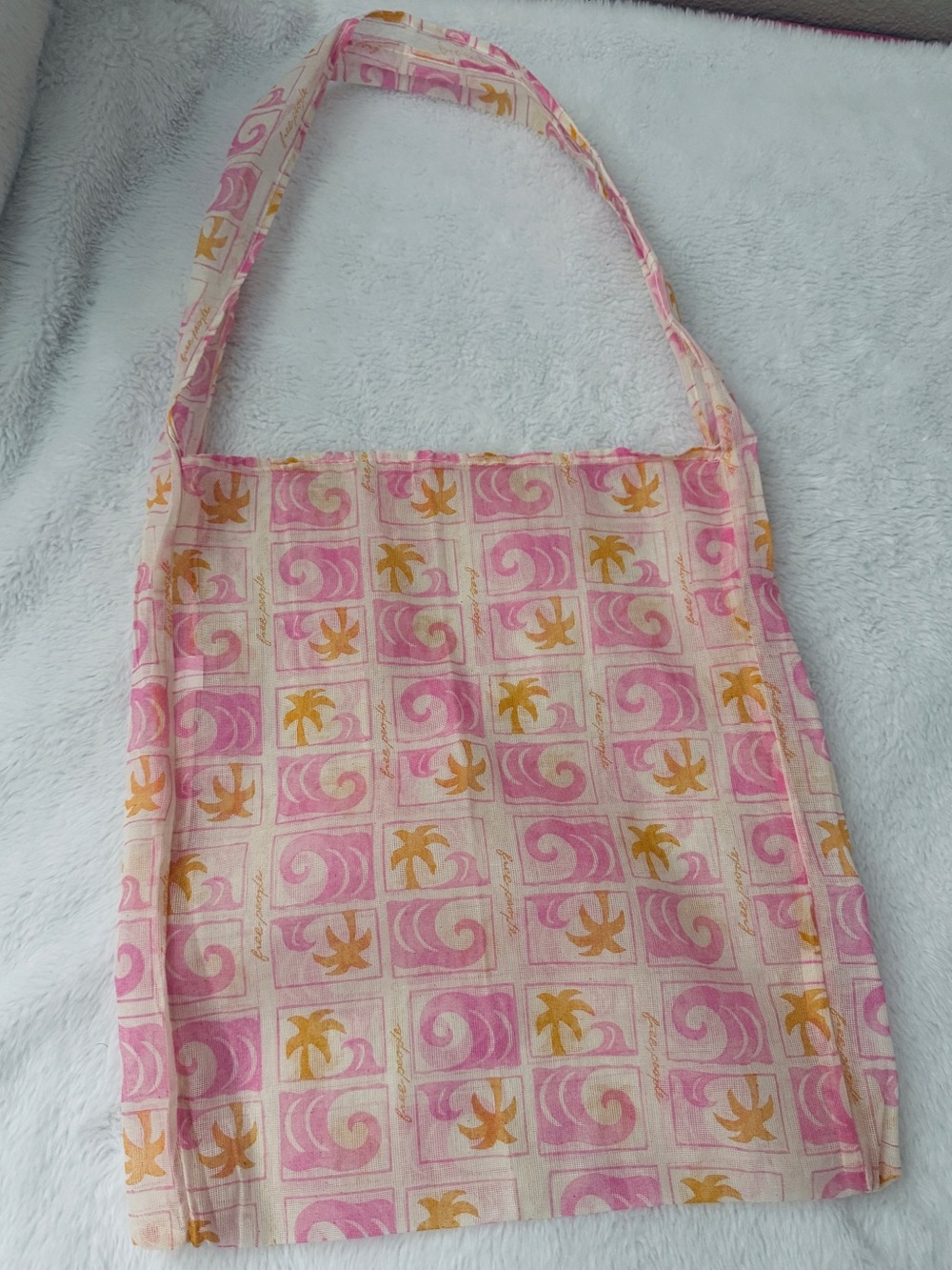 Free people Pink & Orange Patterned Summer Tote/ shopping bag